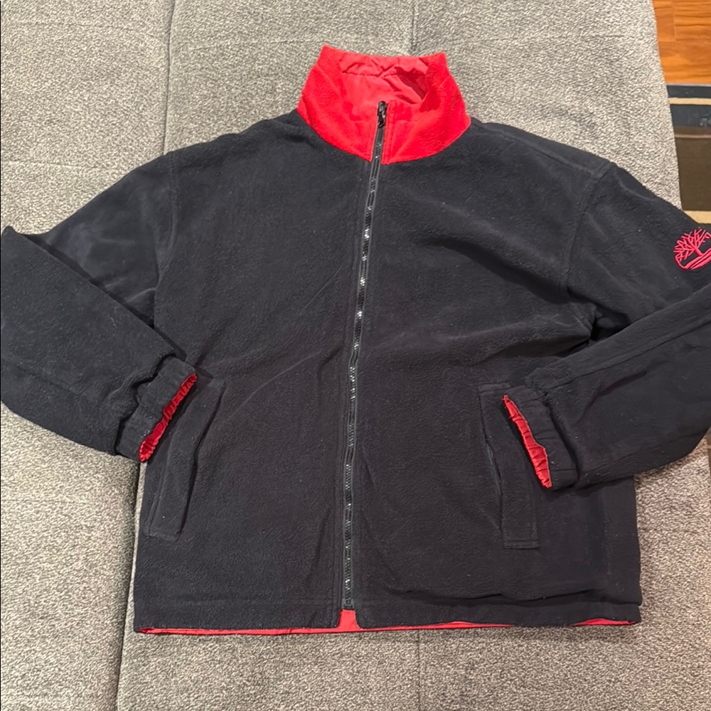 Timberland Men's Black and Red Reversible Jacket